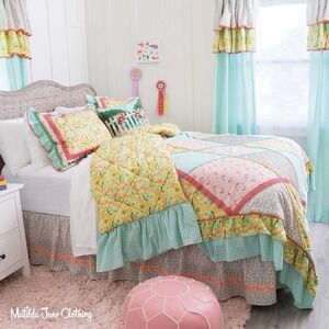 Matilda Jane MJ Hidden Gem Ruffled Patchwork Comforter Quilt HTF‎ FULL/QUEEN